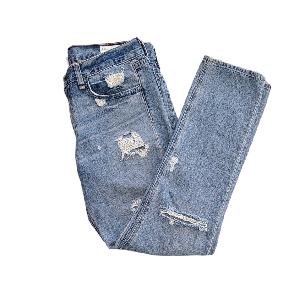 RAG & BONE Boyfriend Cropped Jeans, Womens 27, Distressed